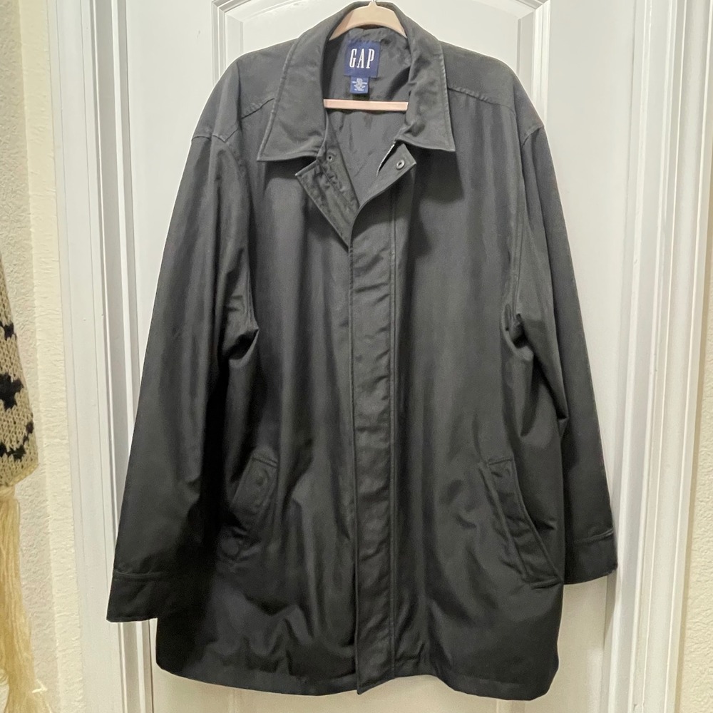 GAP Ladies Black Full Zip Lined Barn mid Trench Coat Jacket XXL